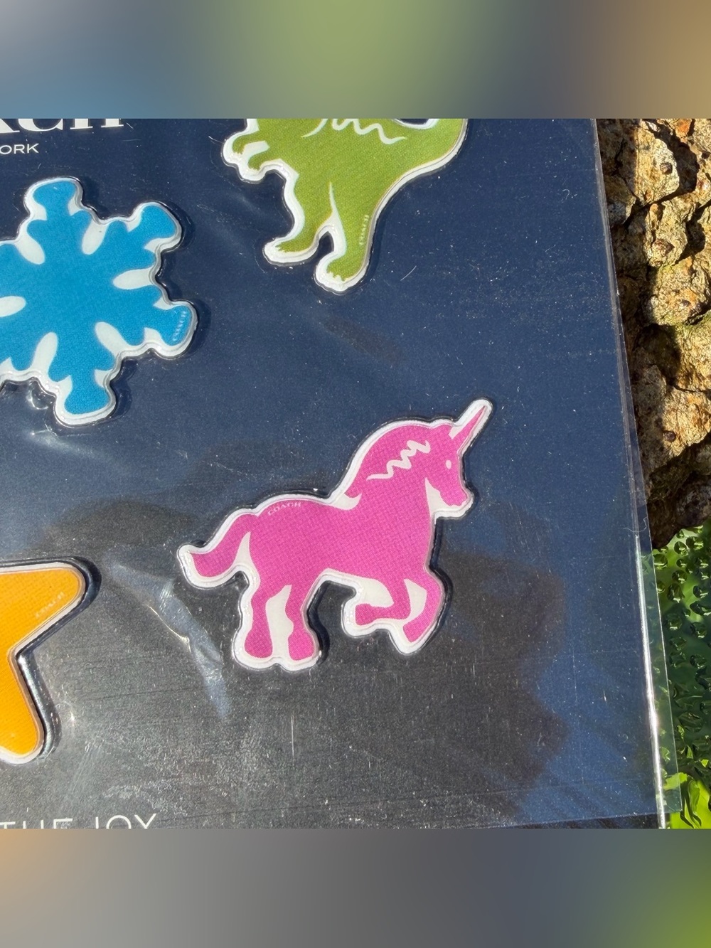 Coach Colorful Sticker Set 7 Pcs Shark Dinosaur Unicorn Snowman Star Christmas - Picture 4 of 7